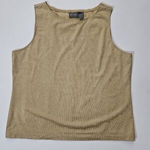 Additions By Chicos Tank Blouse Womens XL Gold Metallic Sparkle Top Boatneck